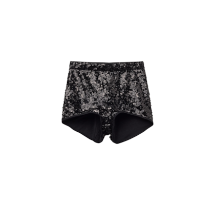 Hot Pant Com Paetês - Preto