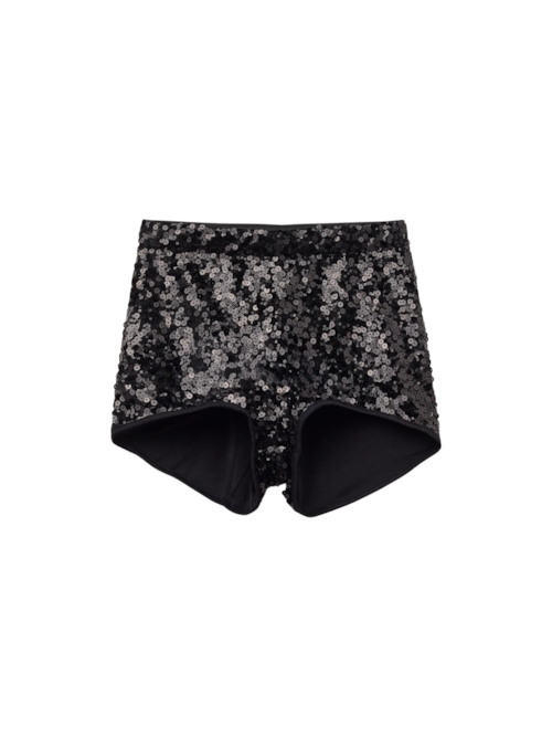 Hot Pant Com Paetês - Preto