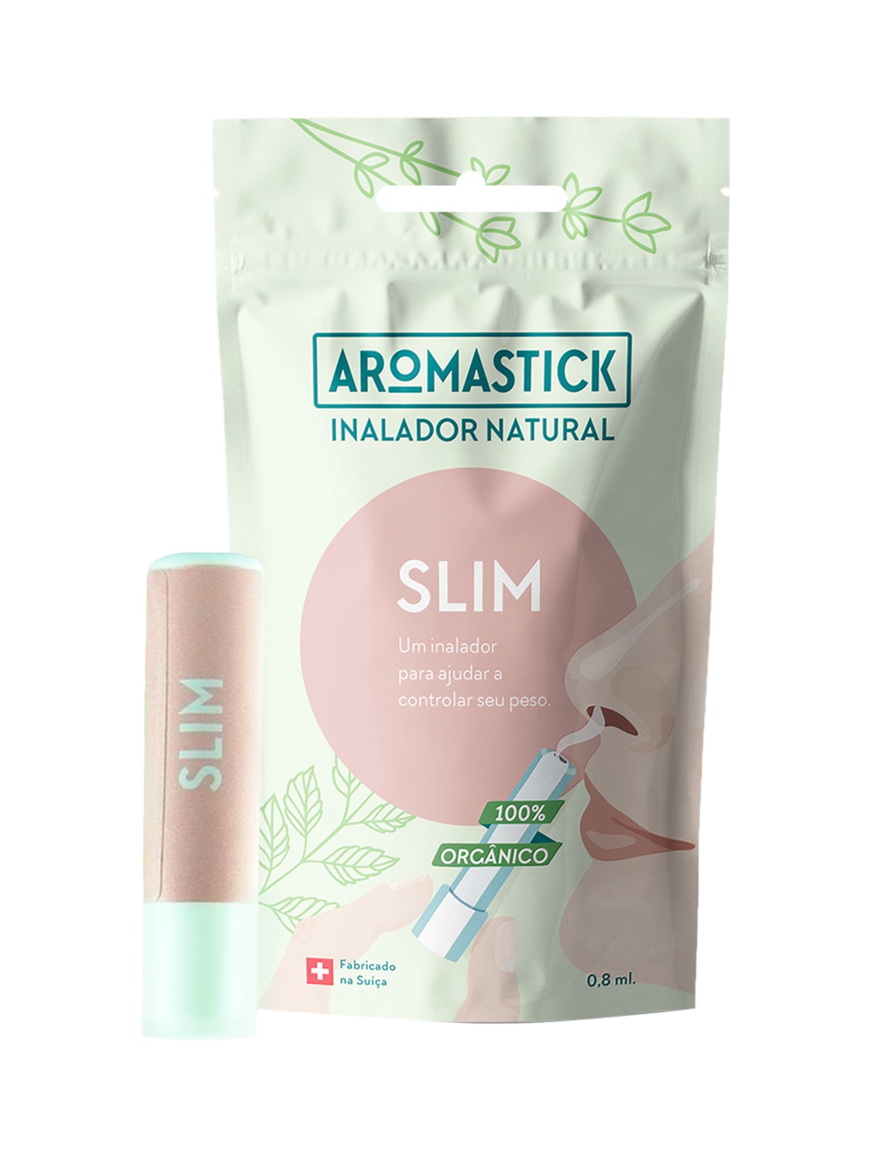 Inalador Nasal Orgânico e Natural Slim 0.8 ml - Rosa