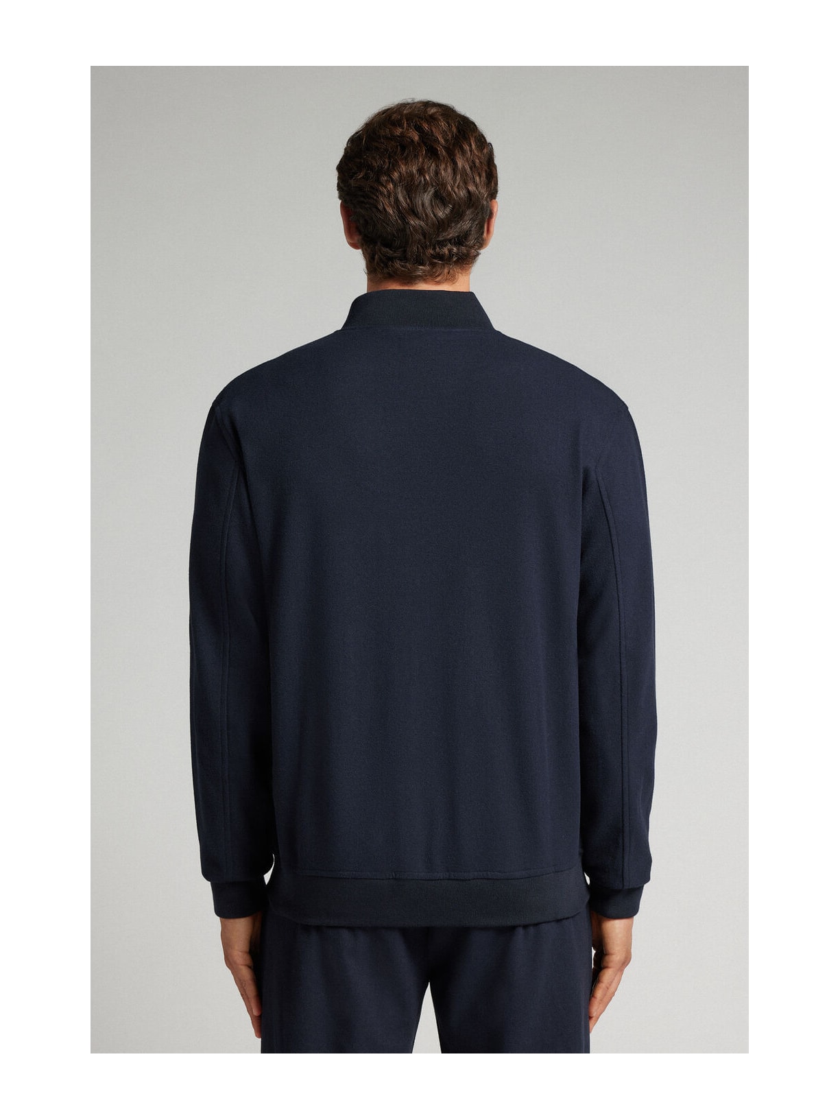 Jaqueta Bomber Com Tecido Efeito Lã Azul Intimissimi