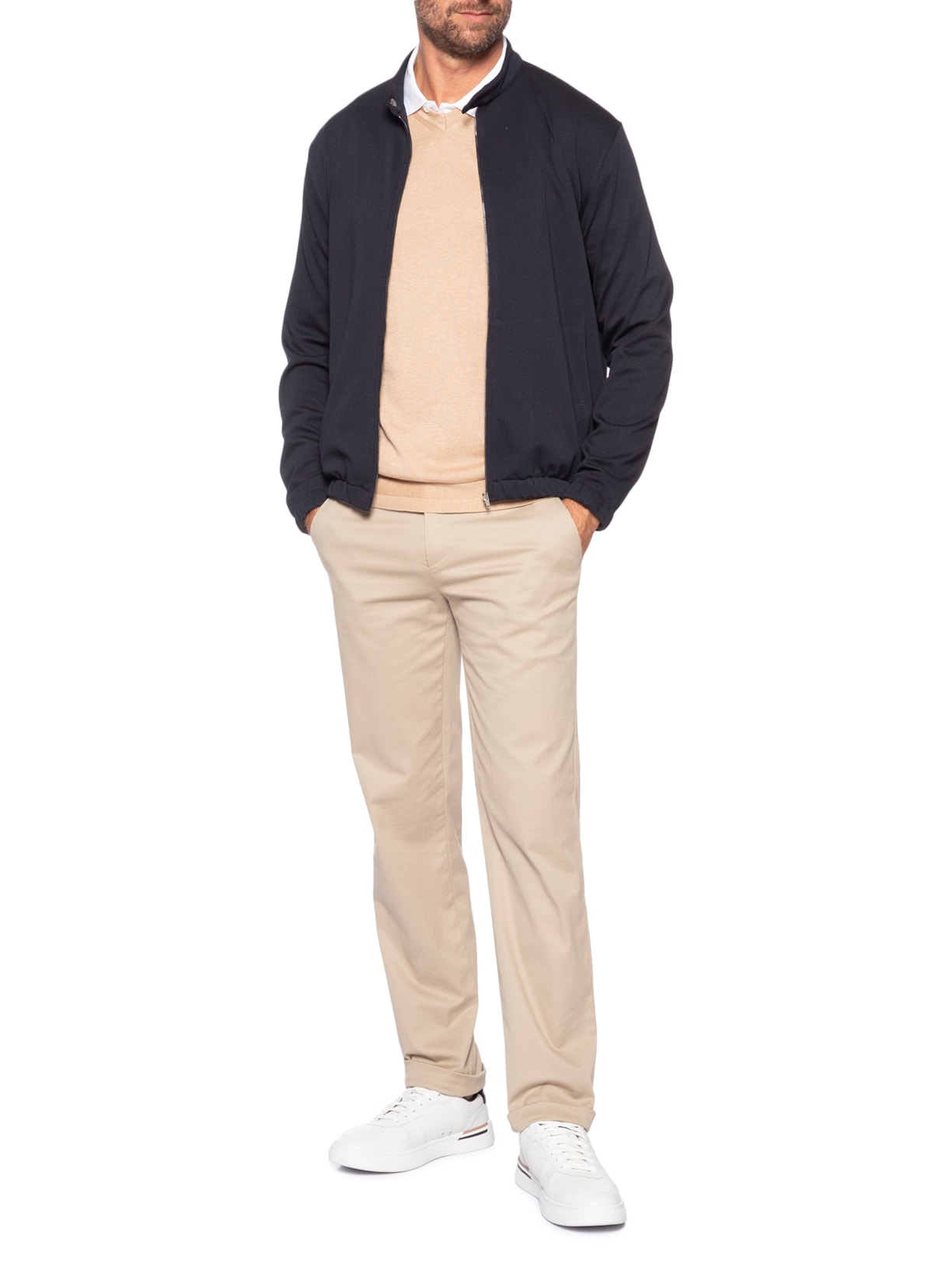 Jaqueta Bomber Masculina em Malha Italiana Azul Paramount Alfaiataria