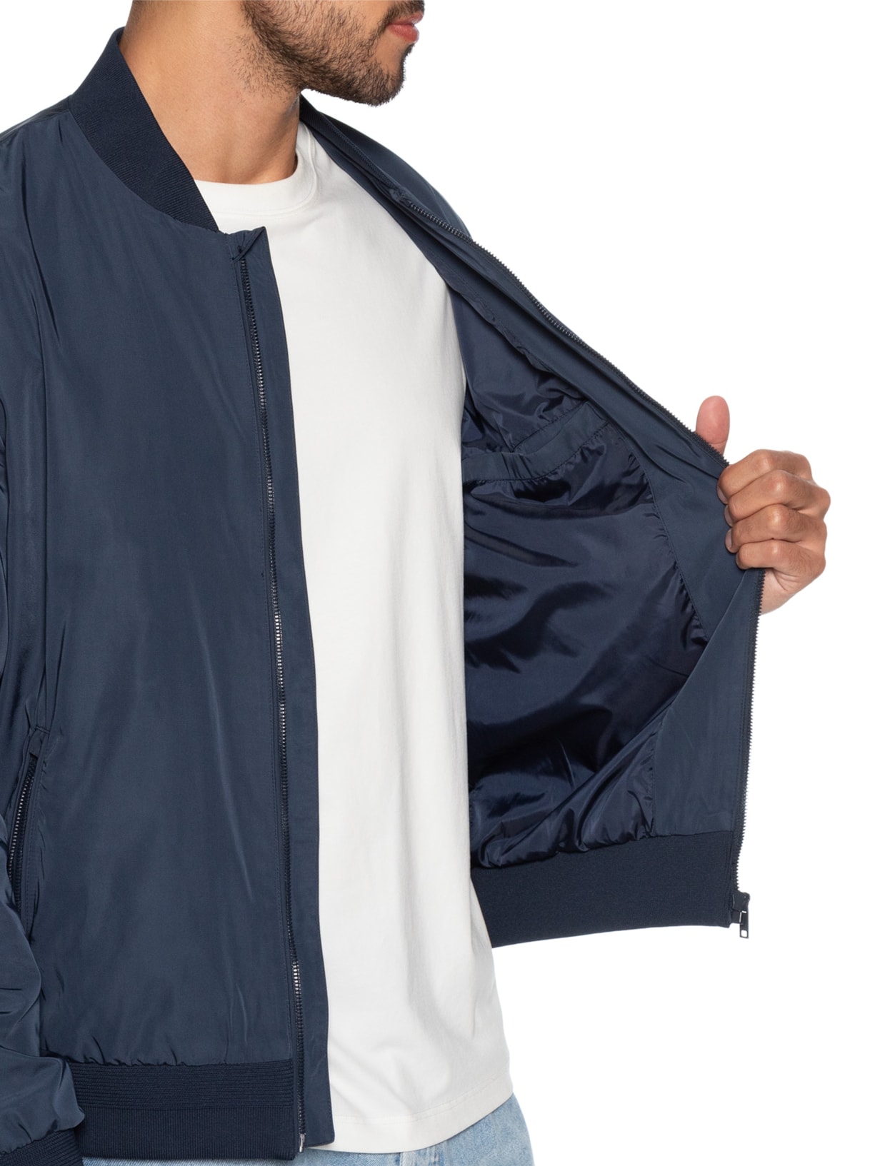 Jaqueta Bomber Masculina Nylon Liquid Repeler Azul Aramis