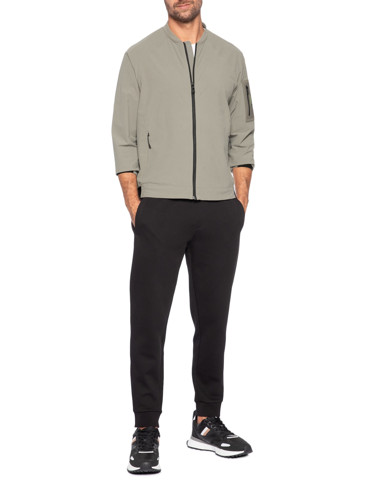 Jaqueta Corta Vento Masculina OW Globe Hexa BC Bege Boss