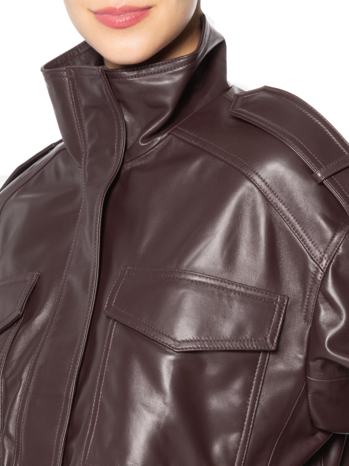 Jaqueta De Couro Feminina Marrom Animale Jeans