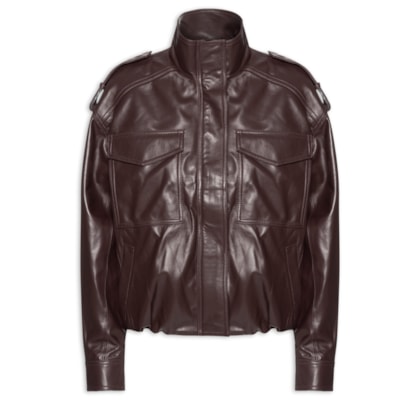 Jaqueta De Couro Feminina - Marrom