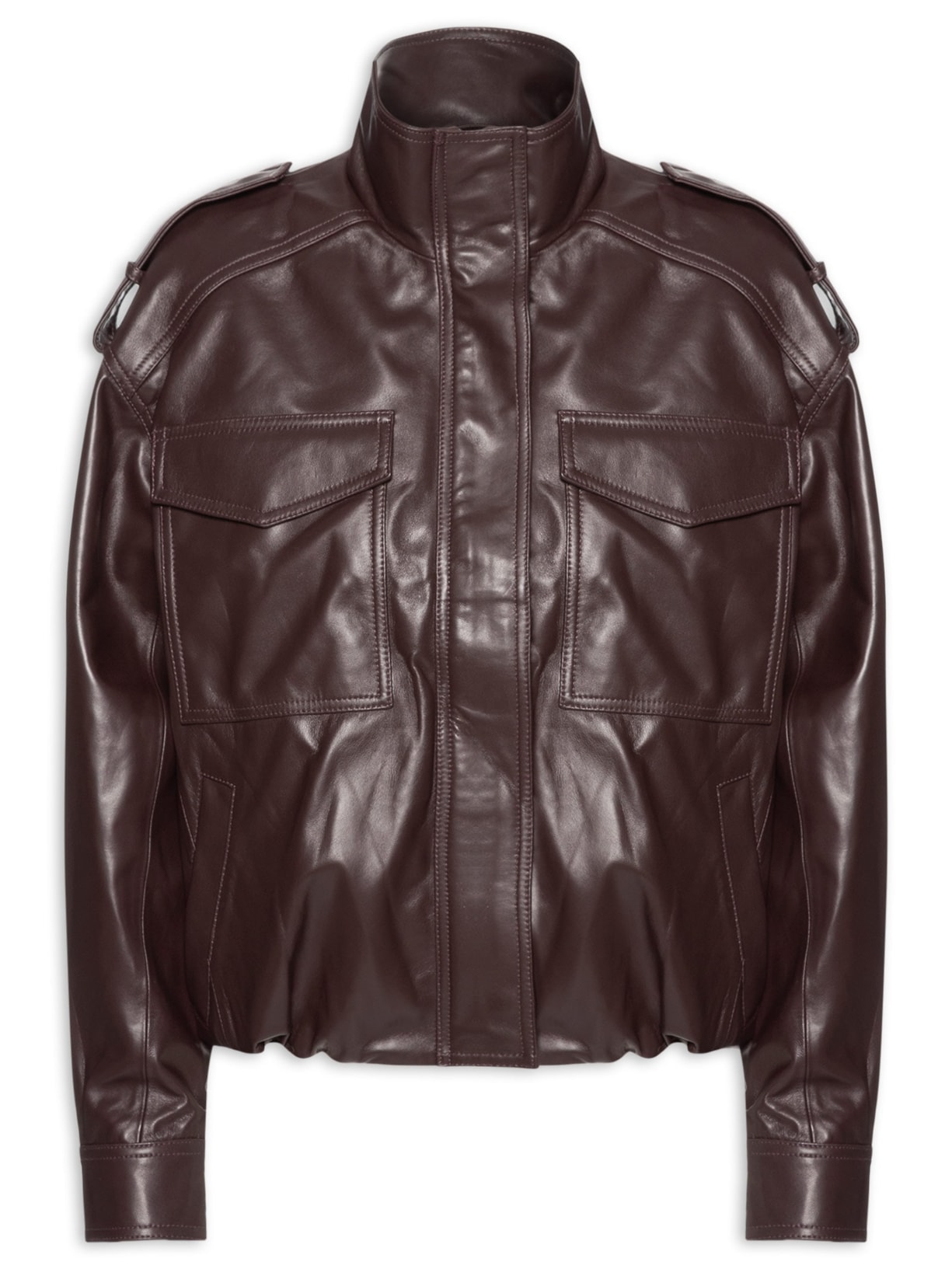 Jaqueta De Couro Feminina - Marrom