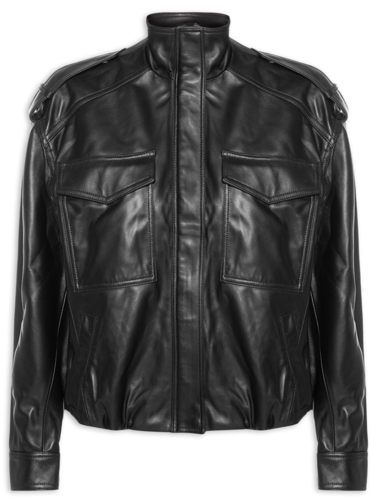 Jaqueta De Couro Feminina Preto Animale Jeans