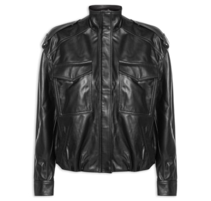 Jaqueta De Couro Feminina - Preto