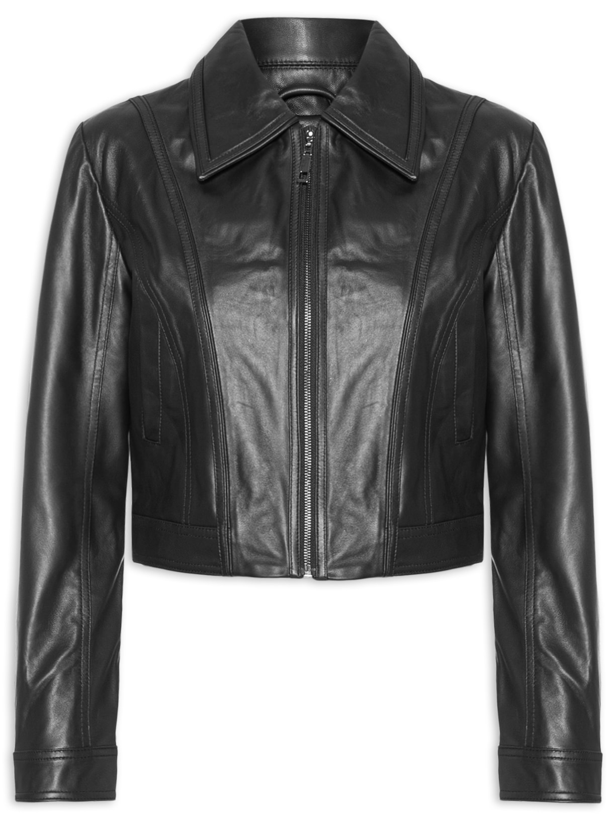 Jaqueta De Couro Feminina Preto Animale Jeans