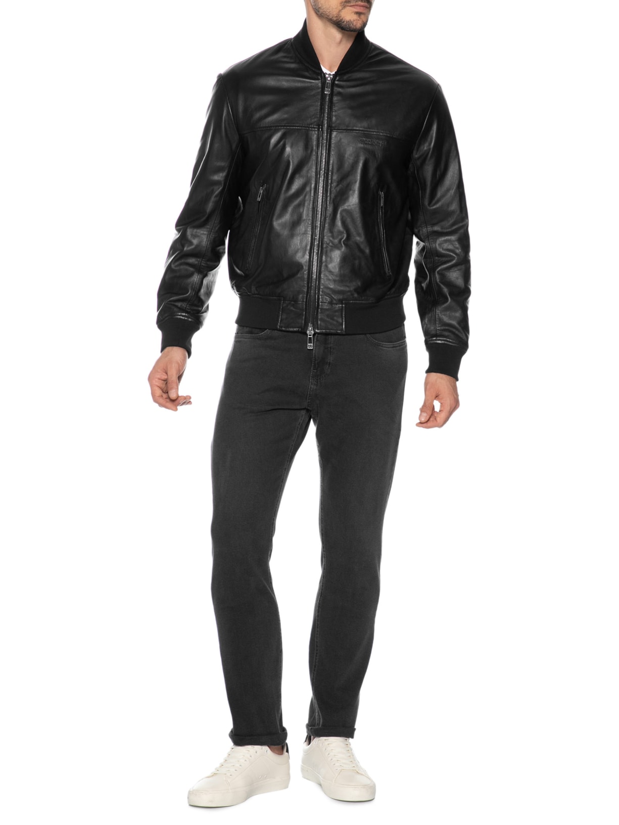 Jaqueta De Couro Masculina Blouson Preto Armani Exchange
