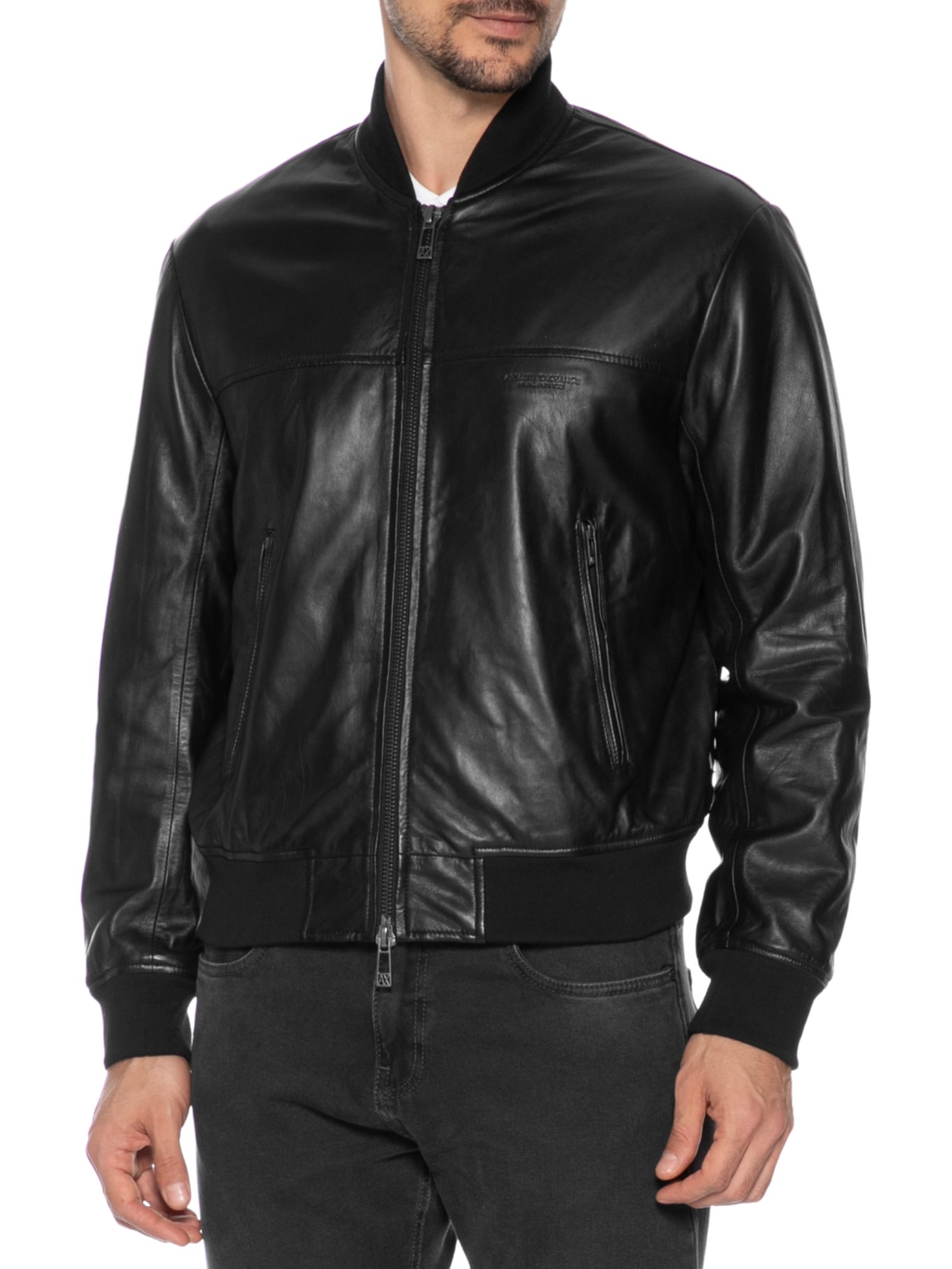 Jaqueta De Couro Masculina Blouson Preto Armani Exchange