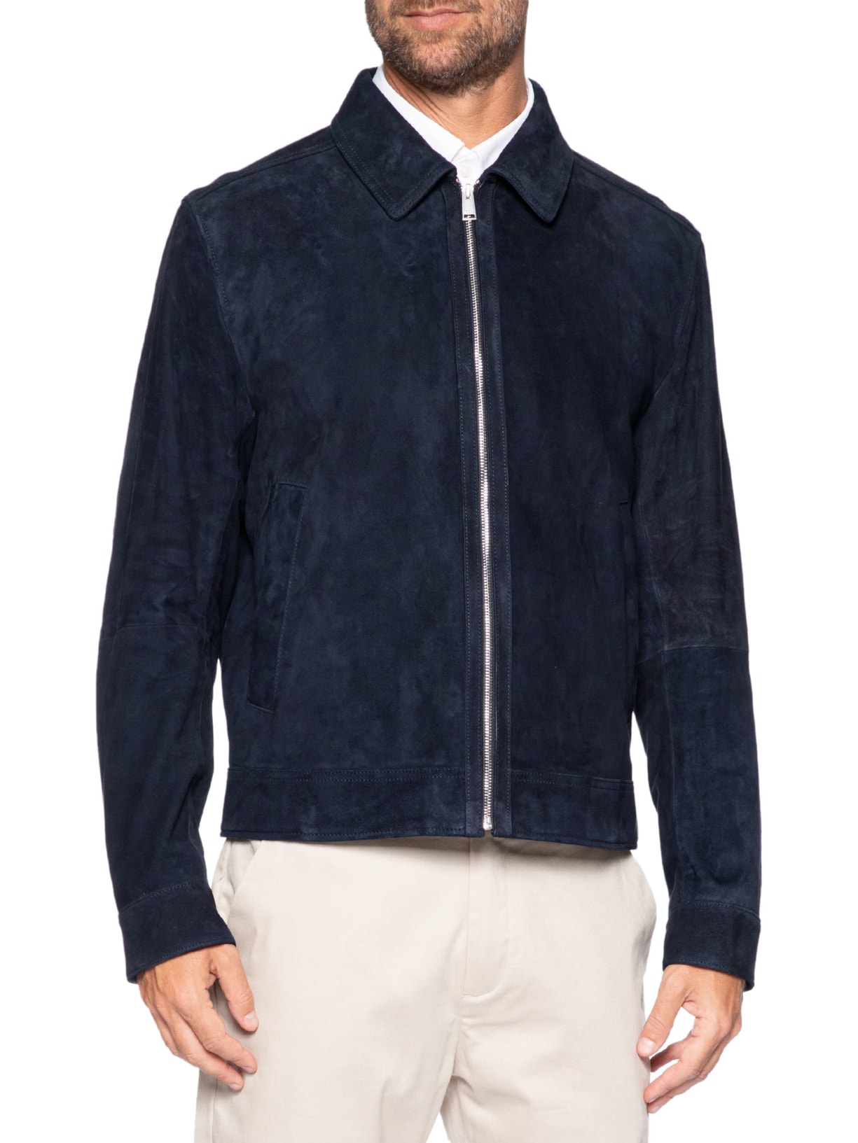Jaqueta de Couro Masculina H-Malbano7 Azul Boss