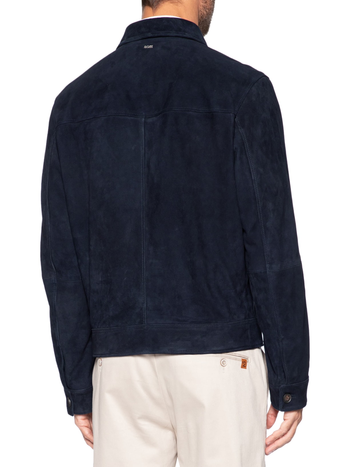 Jaqueta de Couro Masculina H-Malbano7 Azul Boss
