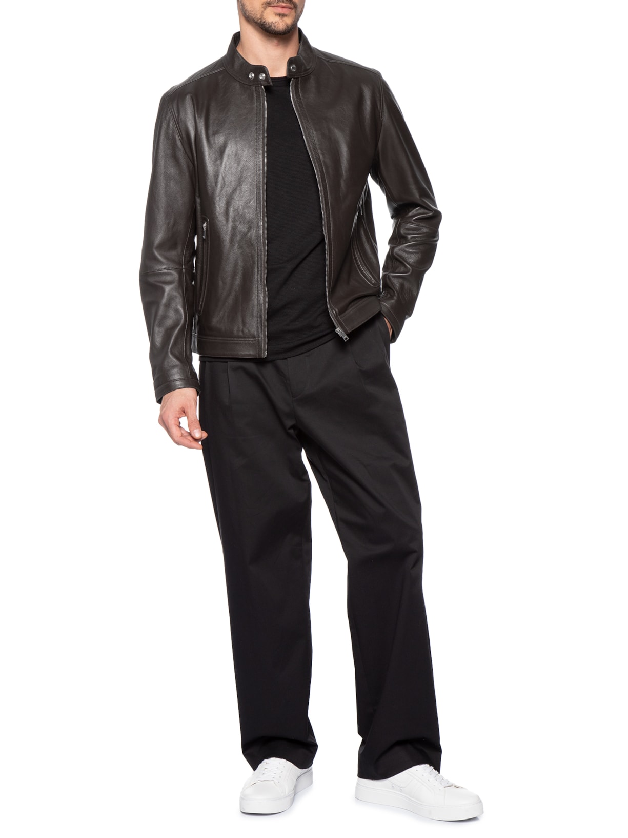 Jaqueta De Couro Masculina H-Mansell5 Marrom Boss