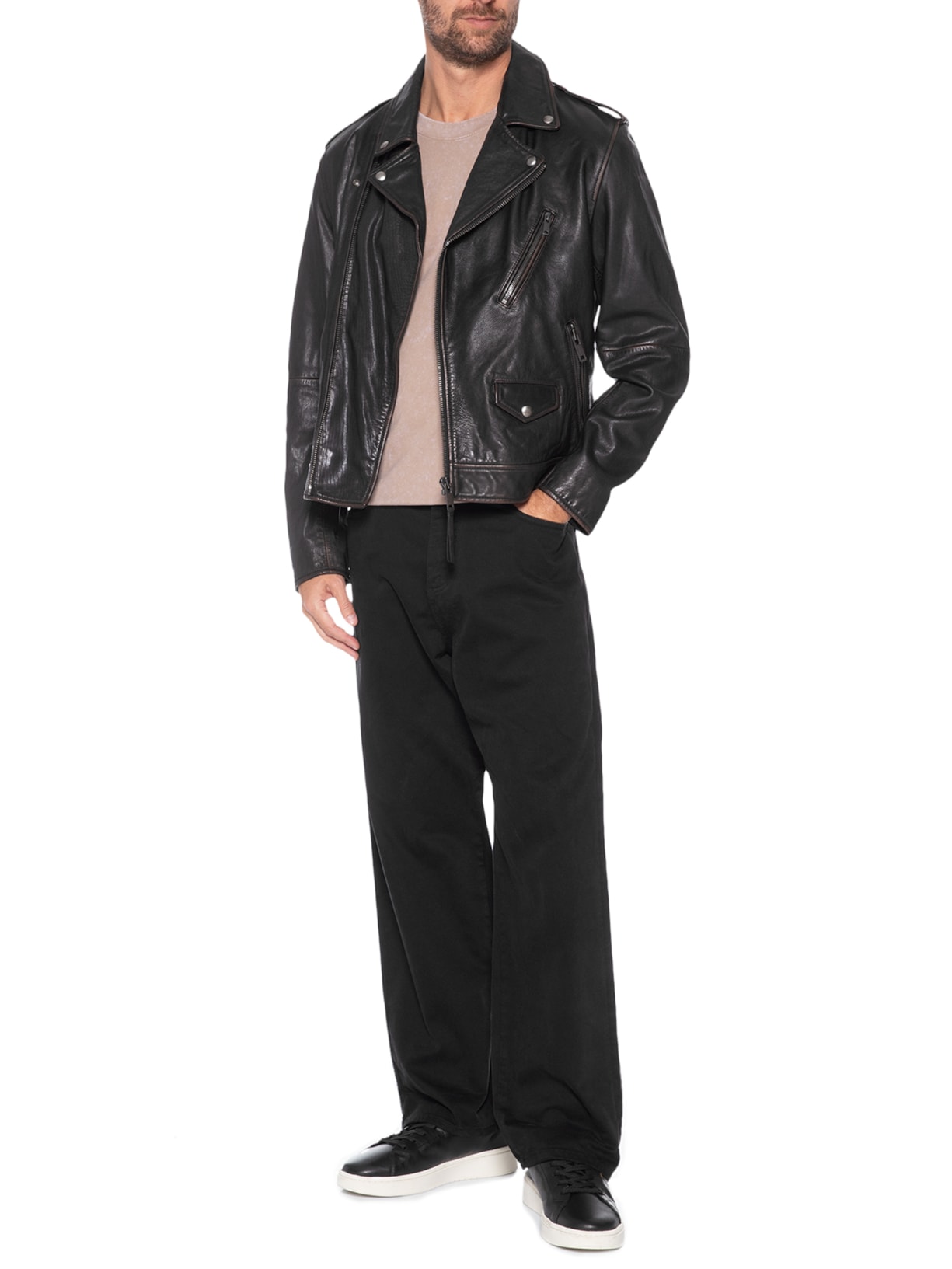 Jaqueta de Couro Masculina Levon Preto Hugo