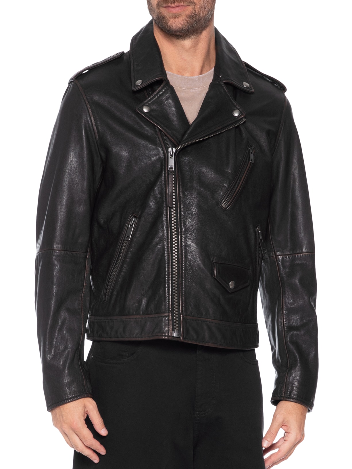 Jaqueta de Couro Masculina Levon Preto Hugo