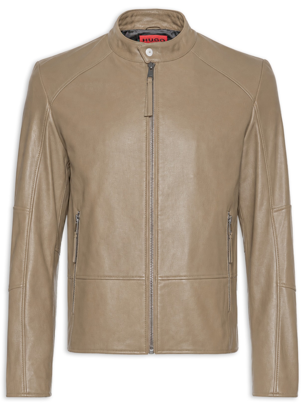 Jaqueta De Couro Masculina Likos Bege Hugo