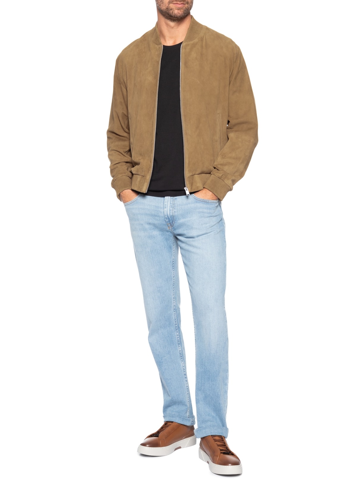 Jaqueta De Couro Masculino Regular Fit H-Muller Bege Boss