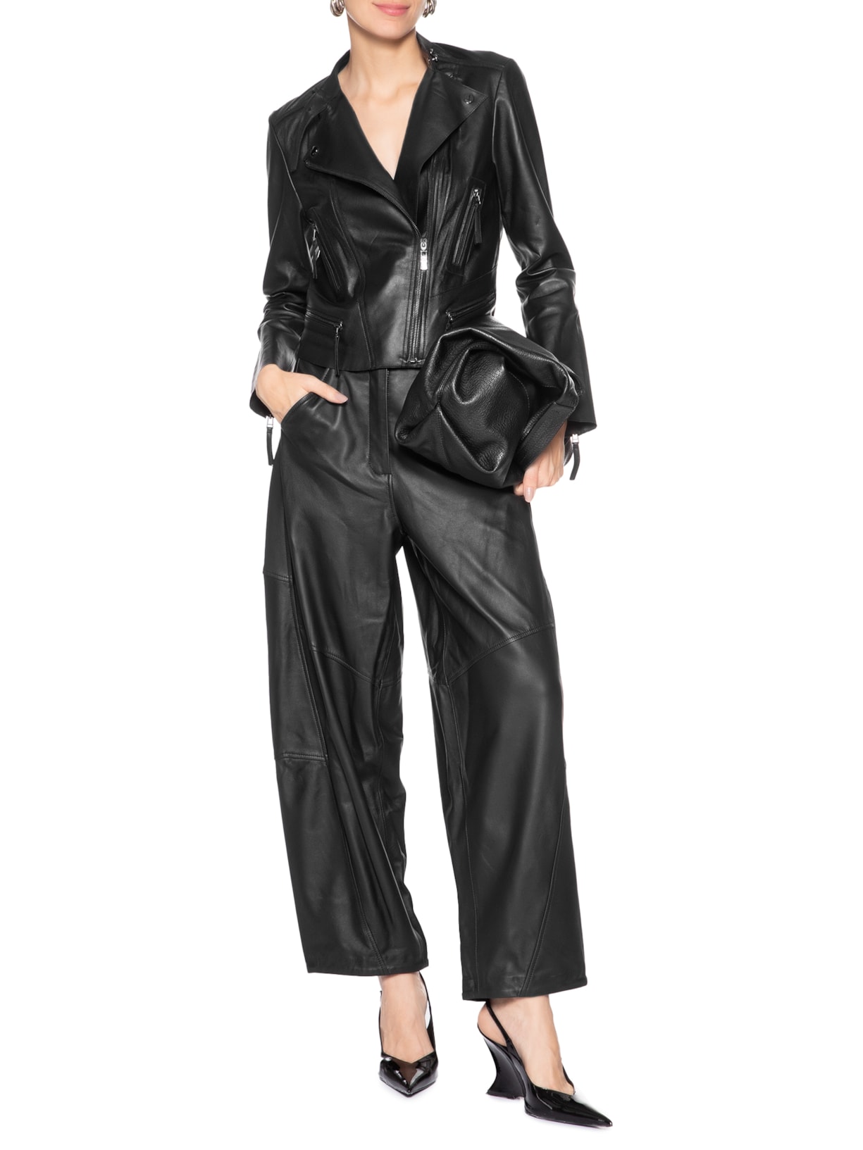 Jaqueta De Couro Motor Clássica Preto Animale