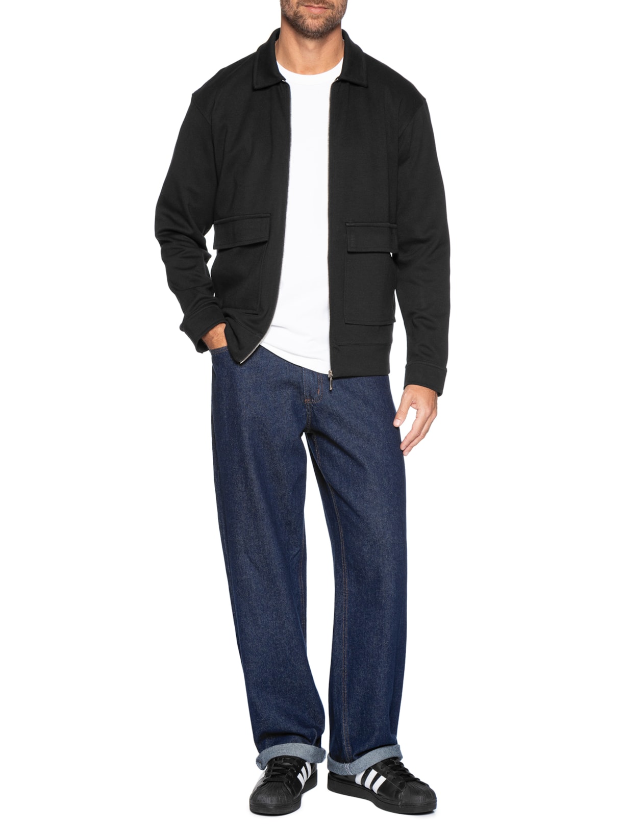 Jaqueta De Moletom Com Zíper Masculino  Preto Hering