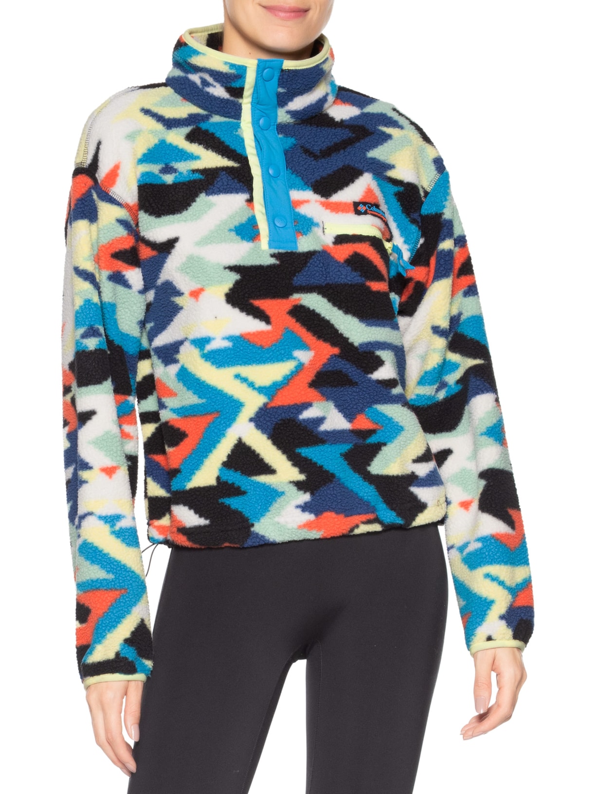 Jaqueta Feminina 1/2 Zíper Helvetia II Printed Cropped – Azul Columbia