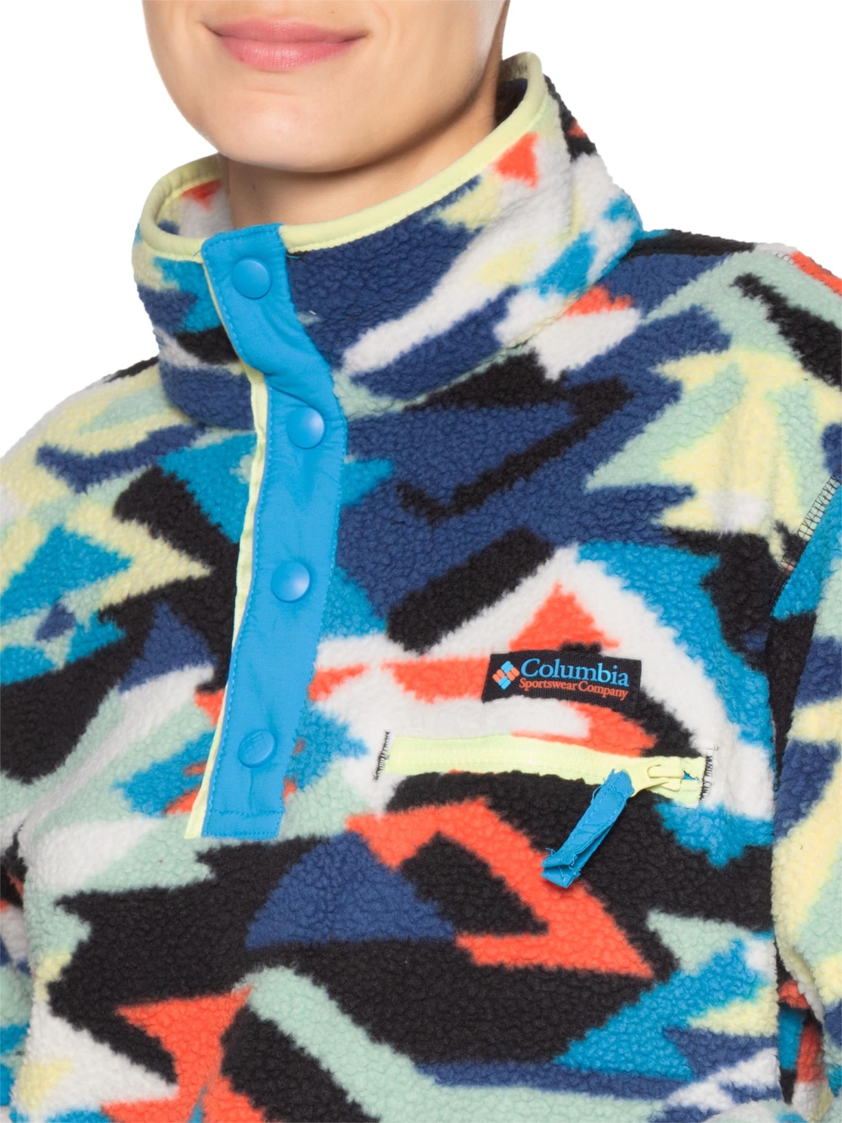 Jaqueta Feminina 1/2 Zíper Helvetia II Printed Cropped – Azul Columbia