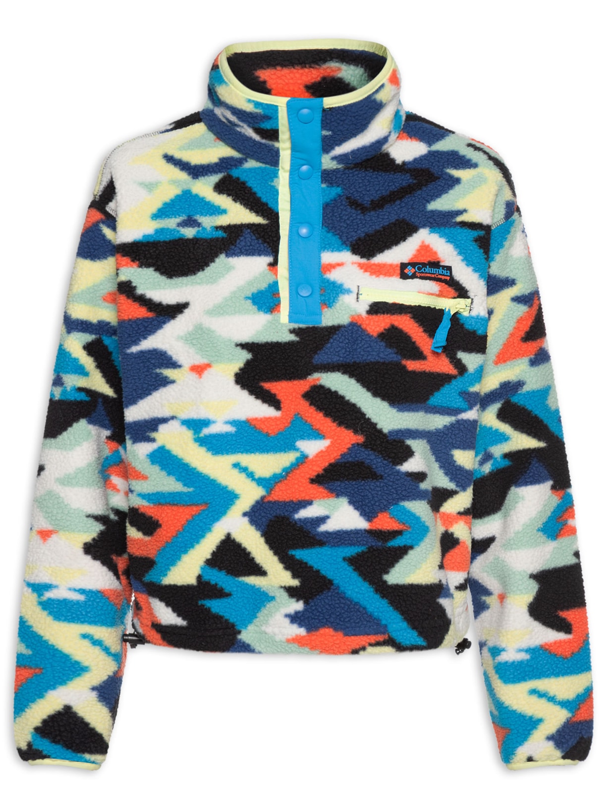 Jaqueta Feminina 1/2 Zíper Helvetia II Printed Cropped – Azul