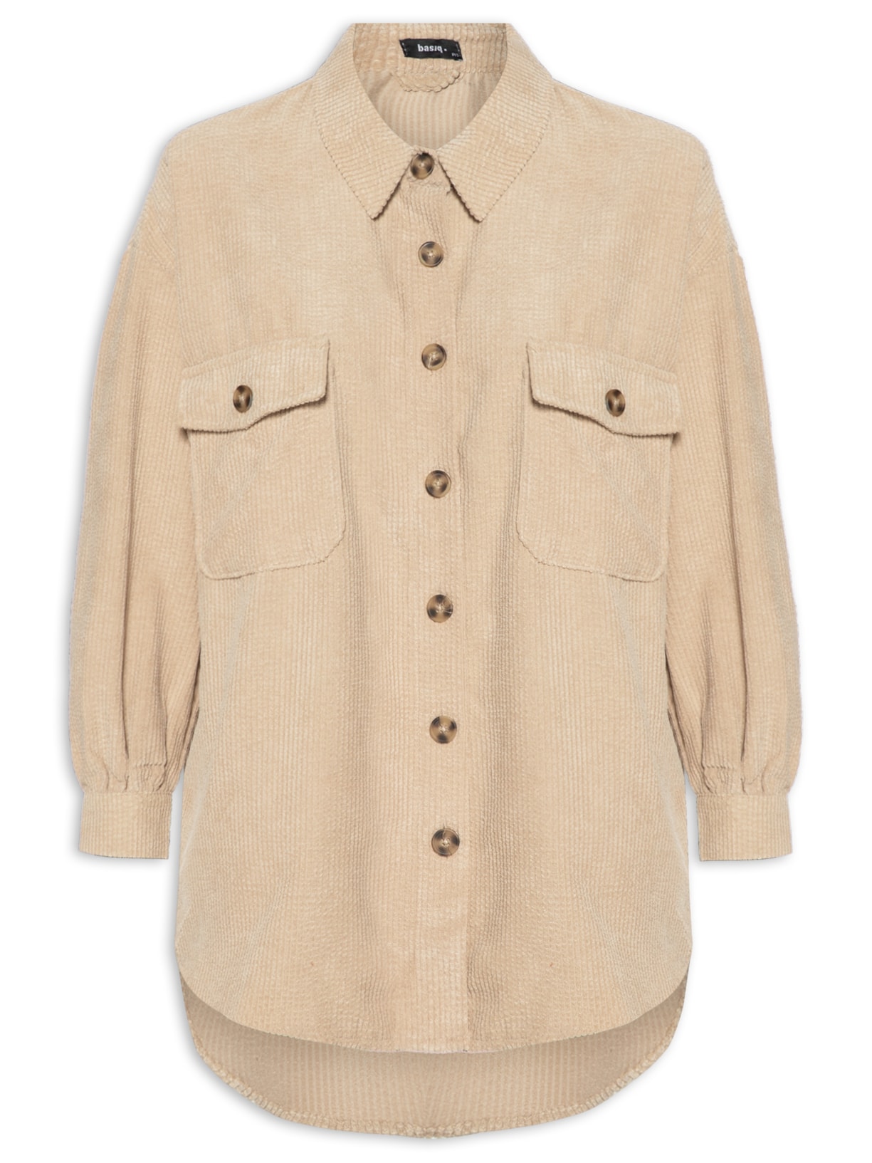 Jaqueta Feminina Alongada Veludo Cotelê - Bege