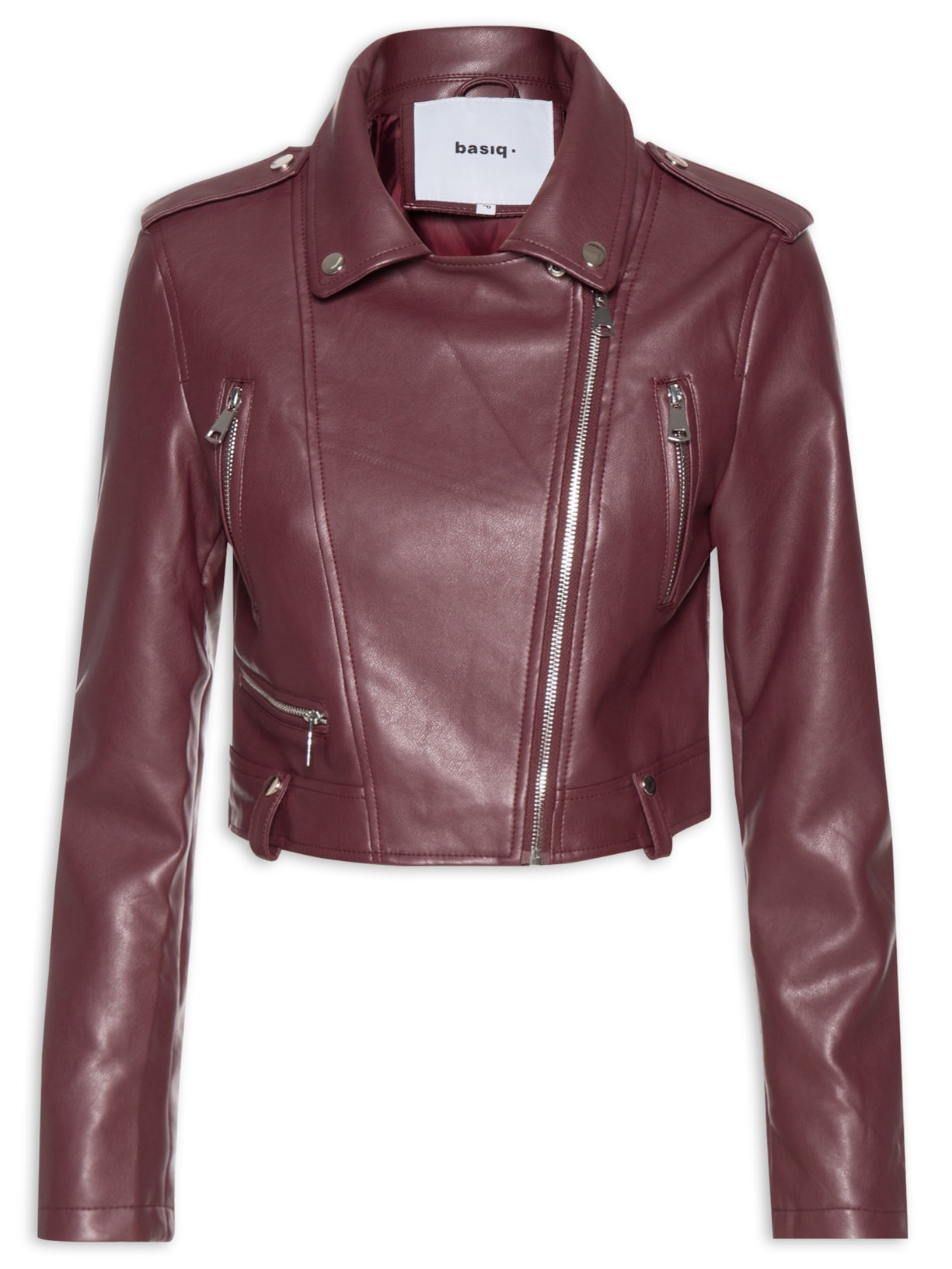 Jaqueta Feminina Biker Bolsos Frontais - Vinho