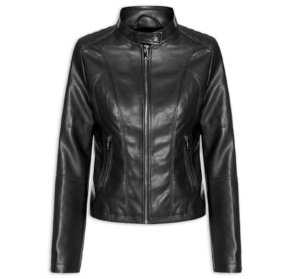 Jaqueta Feminina Biker com Recortes – Preto