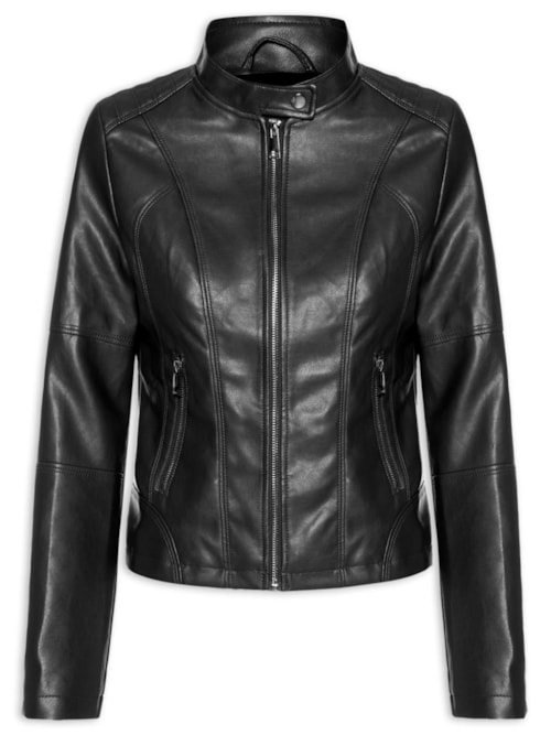 Jaqueta Feminina Biker com Recortes – Preto