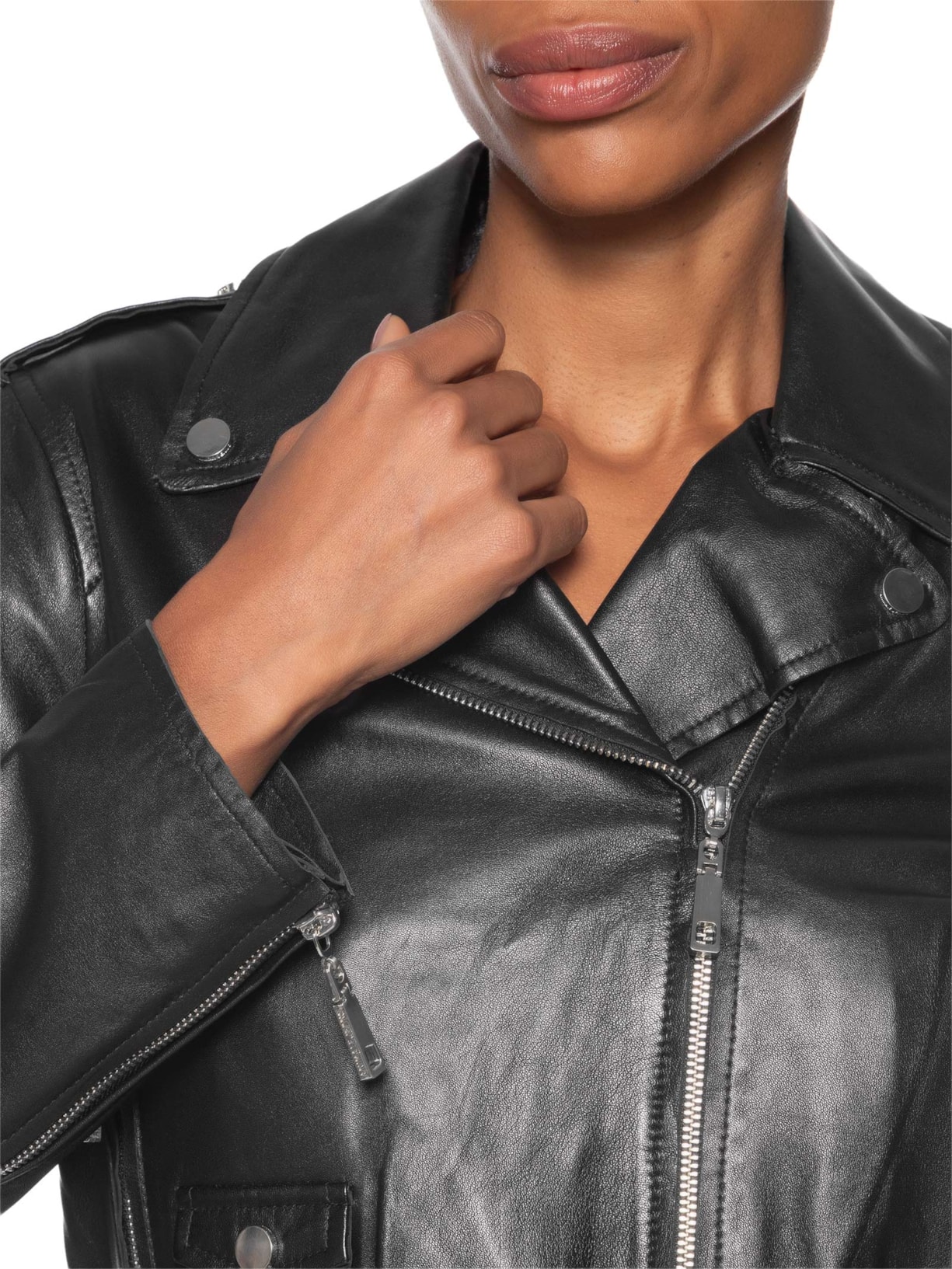 Jaqueta Feminina Biker De Couro Preto Animale Jeans