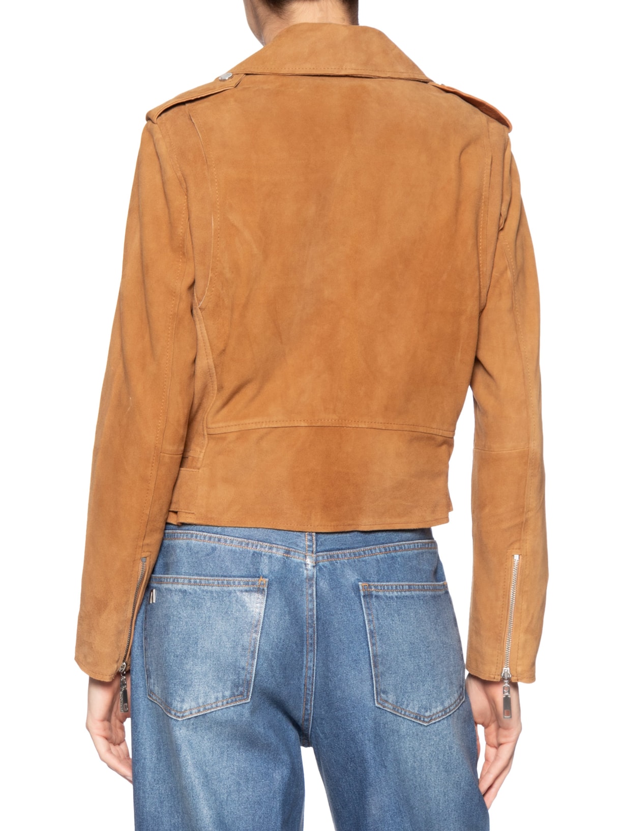 Jaqueta Feminina Biker De Suede Com Cinto Marrom Animale Jeans