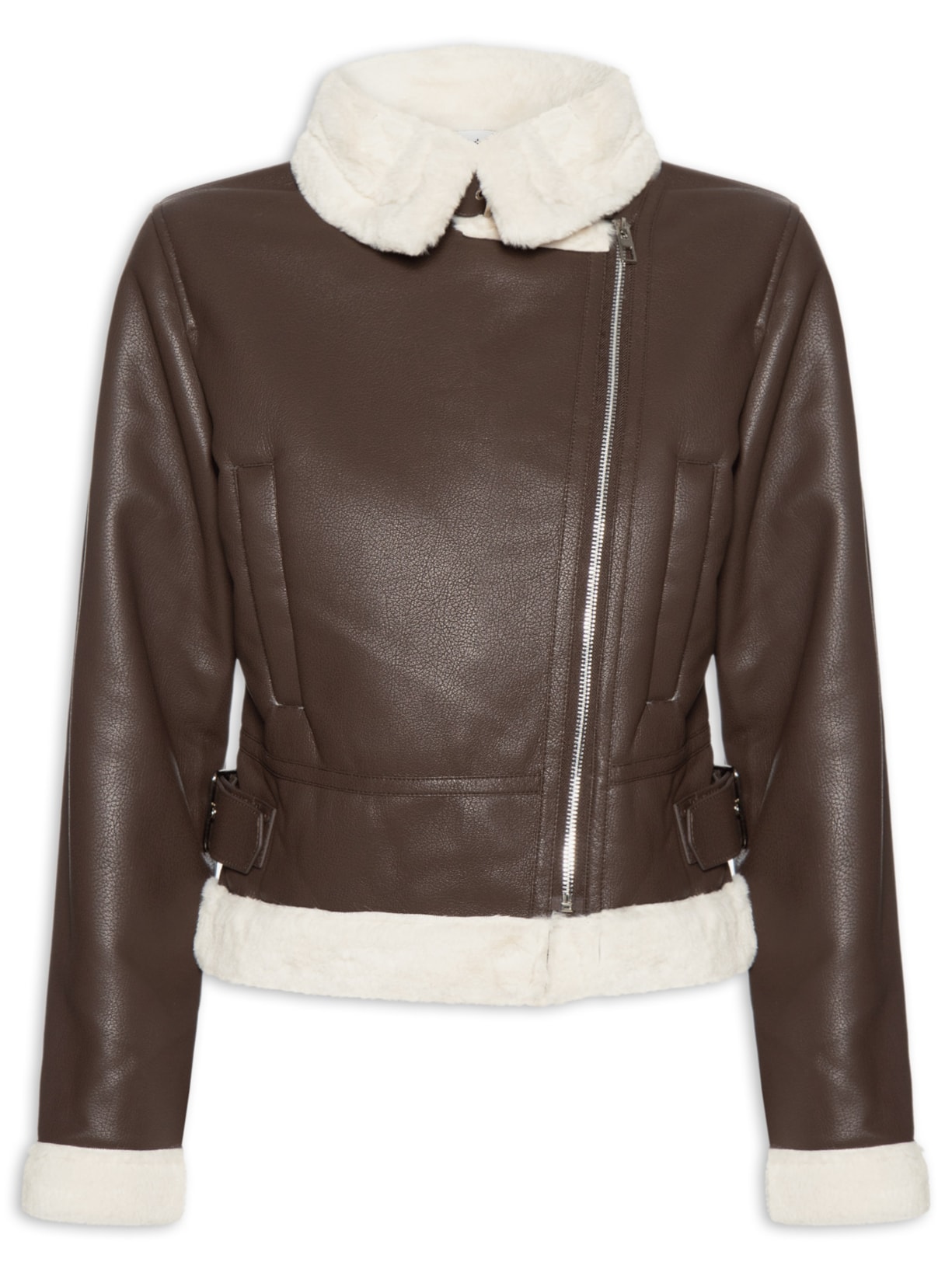 Jaqueta Feminina Biker Peluciada - Marrom