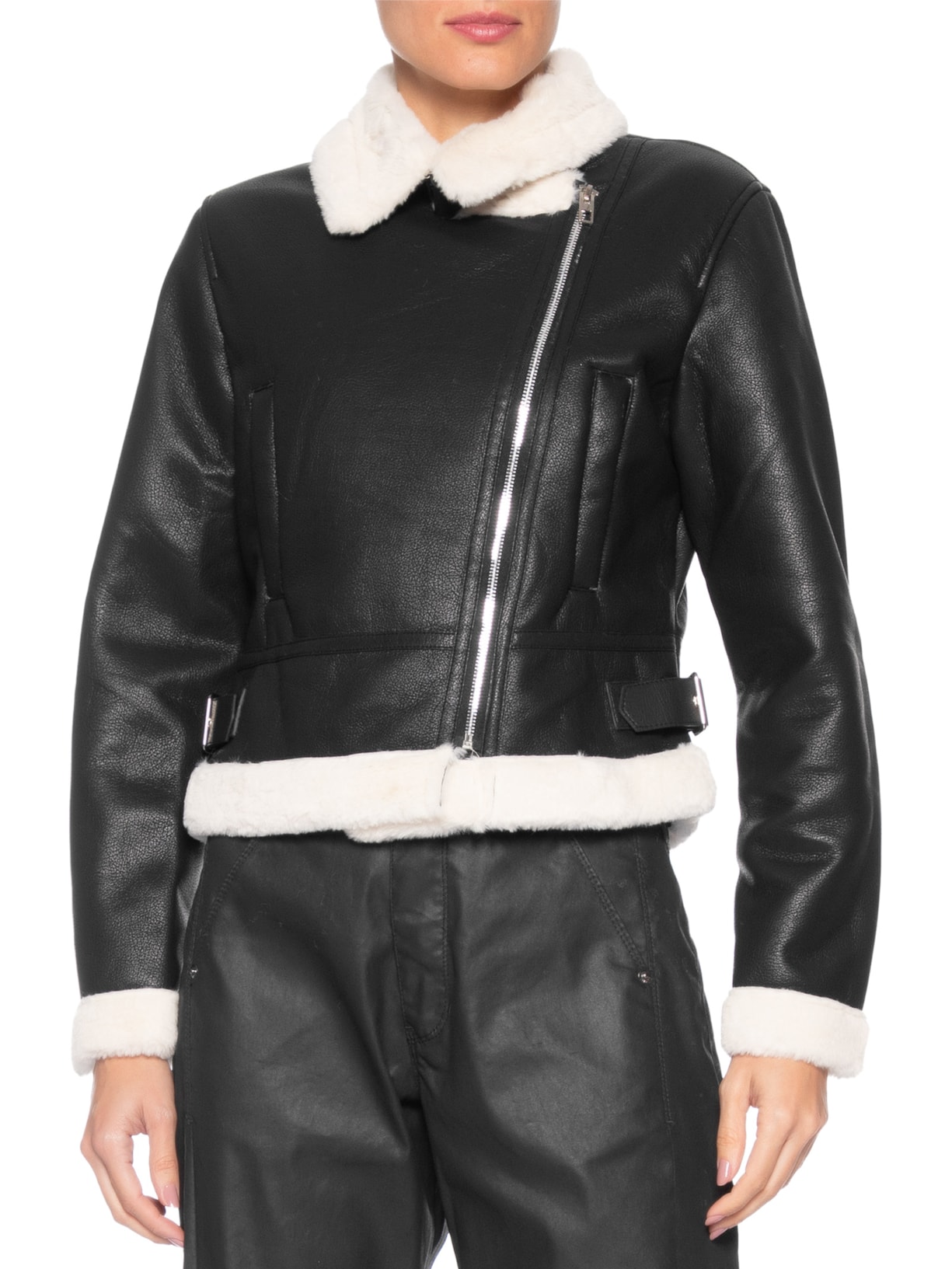 Jaqueta Feminina Biker Peluciada Preto Market 33