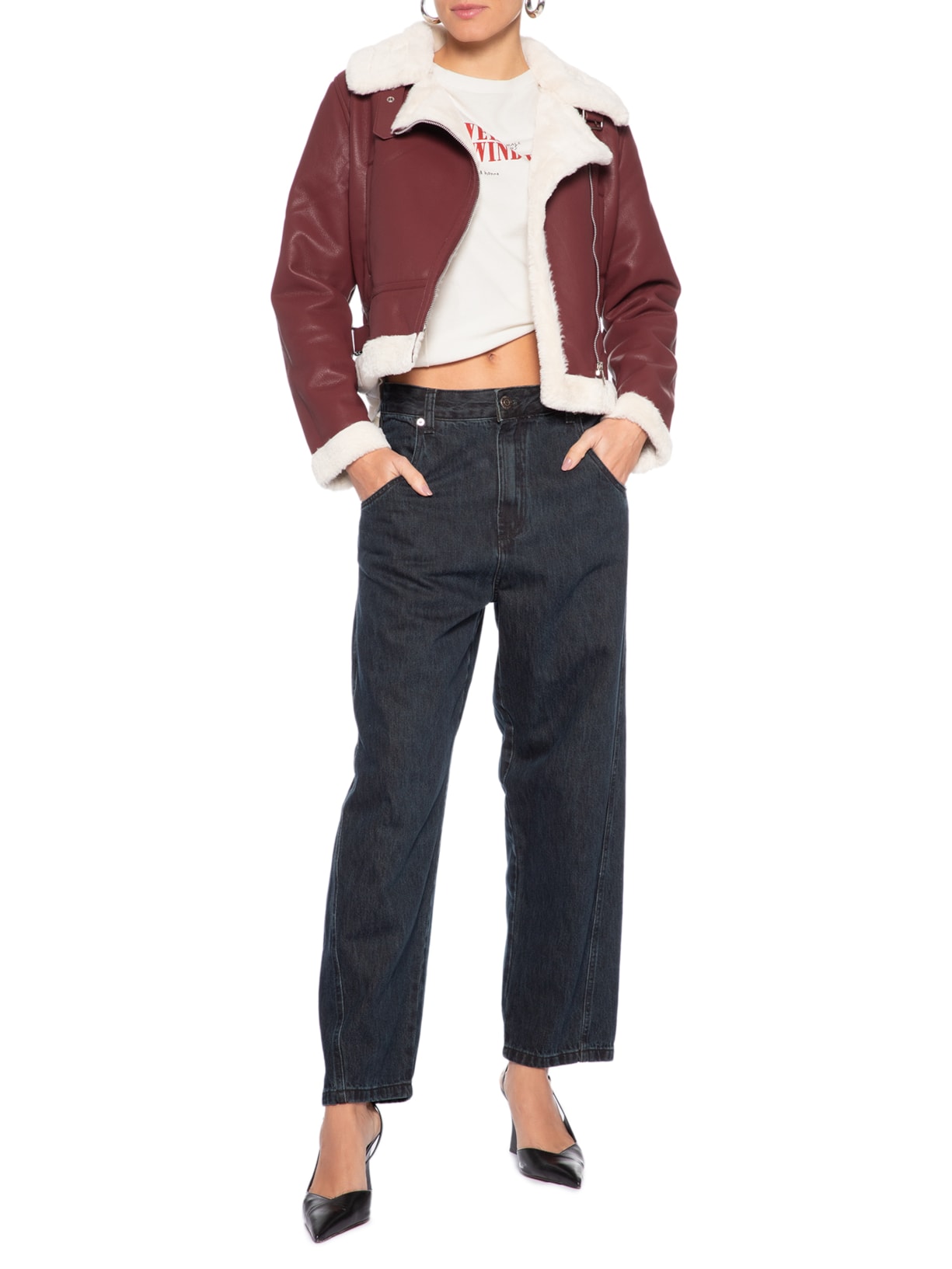 Jaqueta Feminina Biker Peluciada Vermelho Market 33