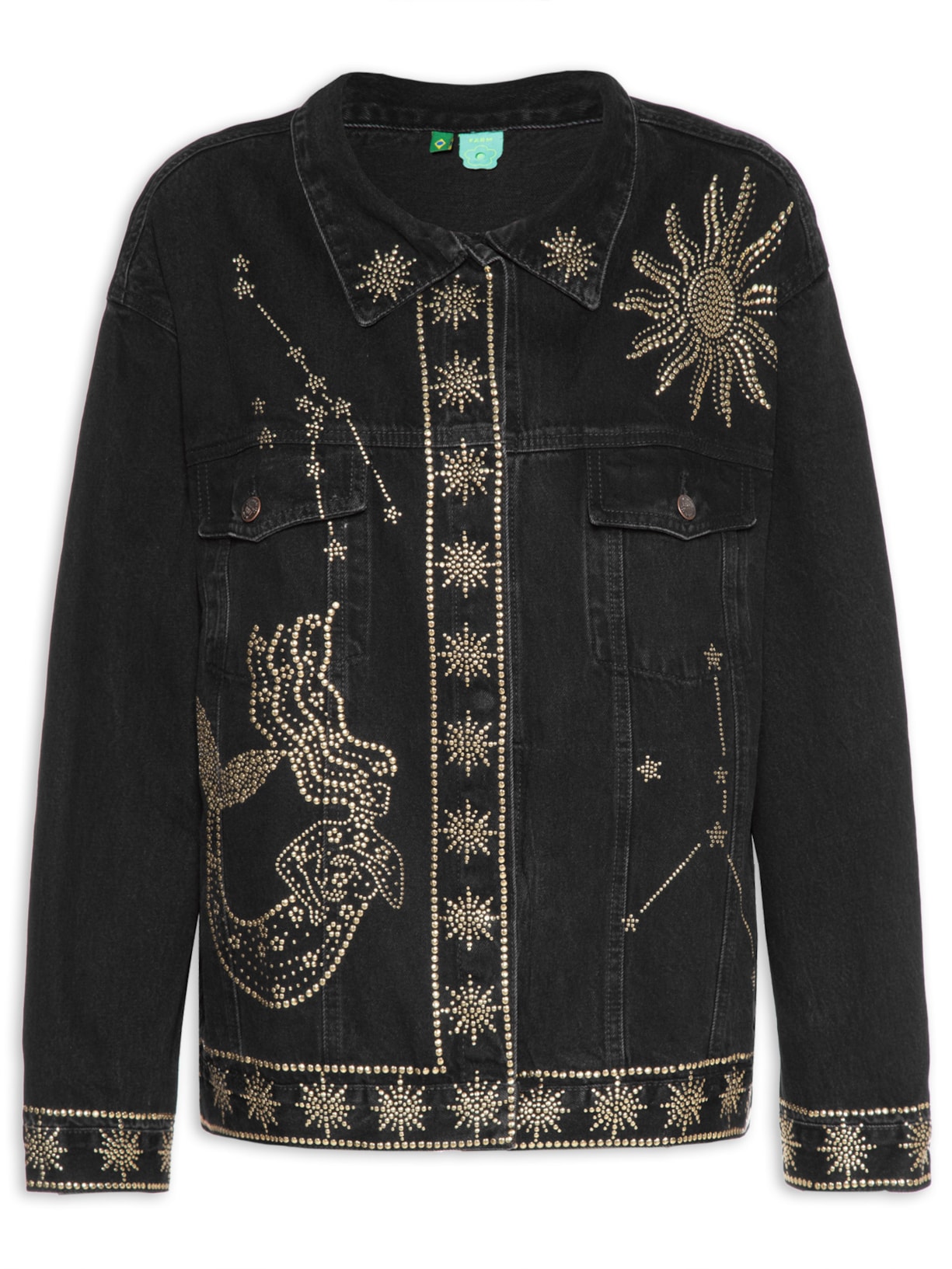 Jaqueta Feminina Black Jeans Hotfix - Preto