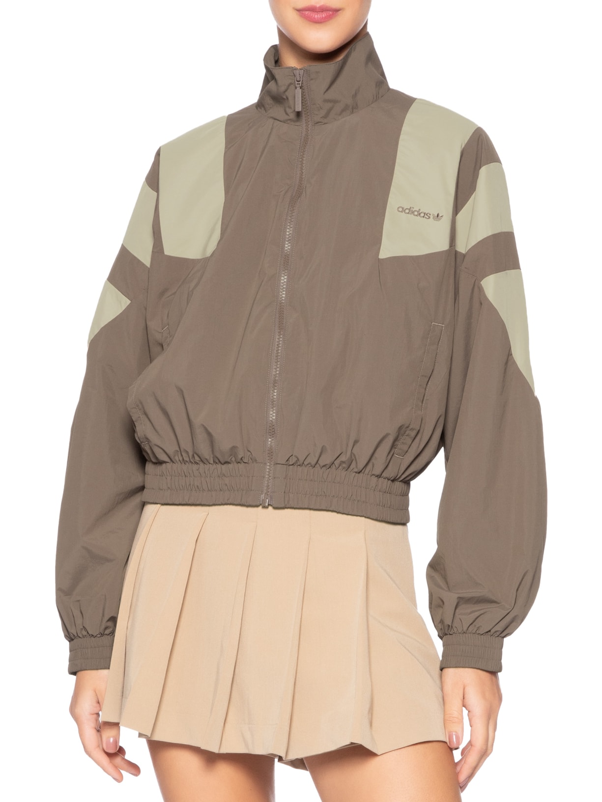 Jaqueta Feminina Blocked Fz Tt Marrom Adidas Originals