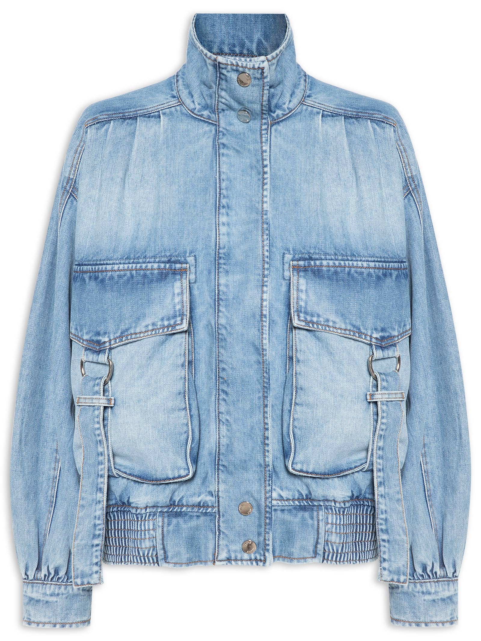 Animale - Jaqueta Feminina Bolso Deslocado Over Jeans - Azul