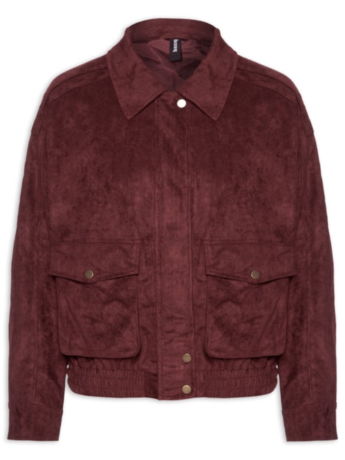 Jaqueta Feminina Bomber Com Bolso - Vermelho