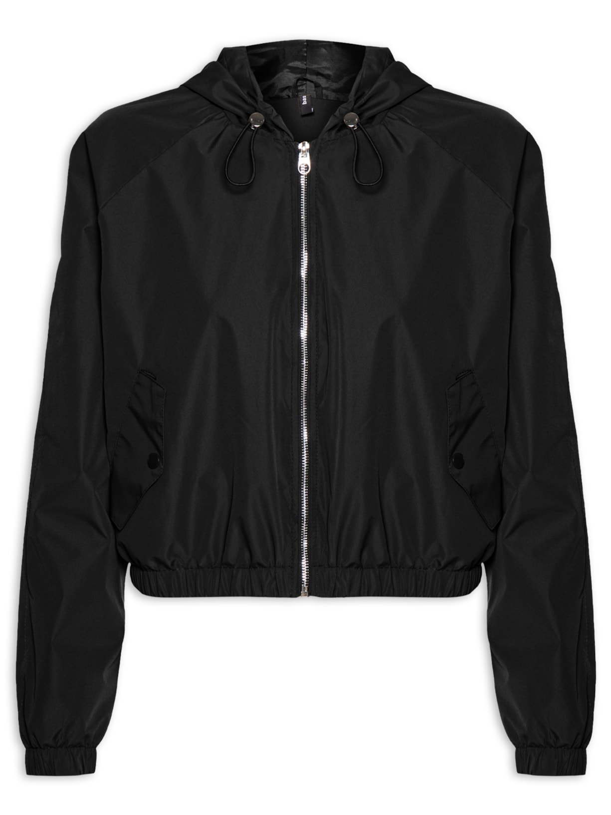Jaqueta Feminina Bomber Com Capuz Preto Basiq