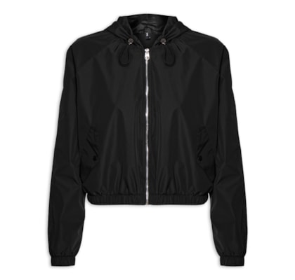 Jaqueta Feminina Bomber Com Capuz - Preto