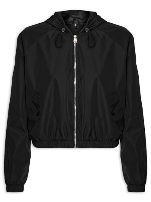 Jaqueta Feminina Bomber Com Capuz - Preto