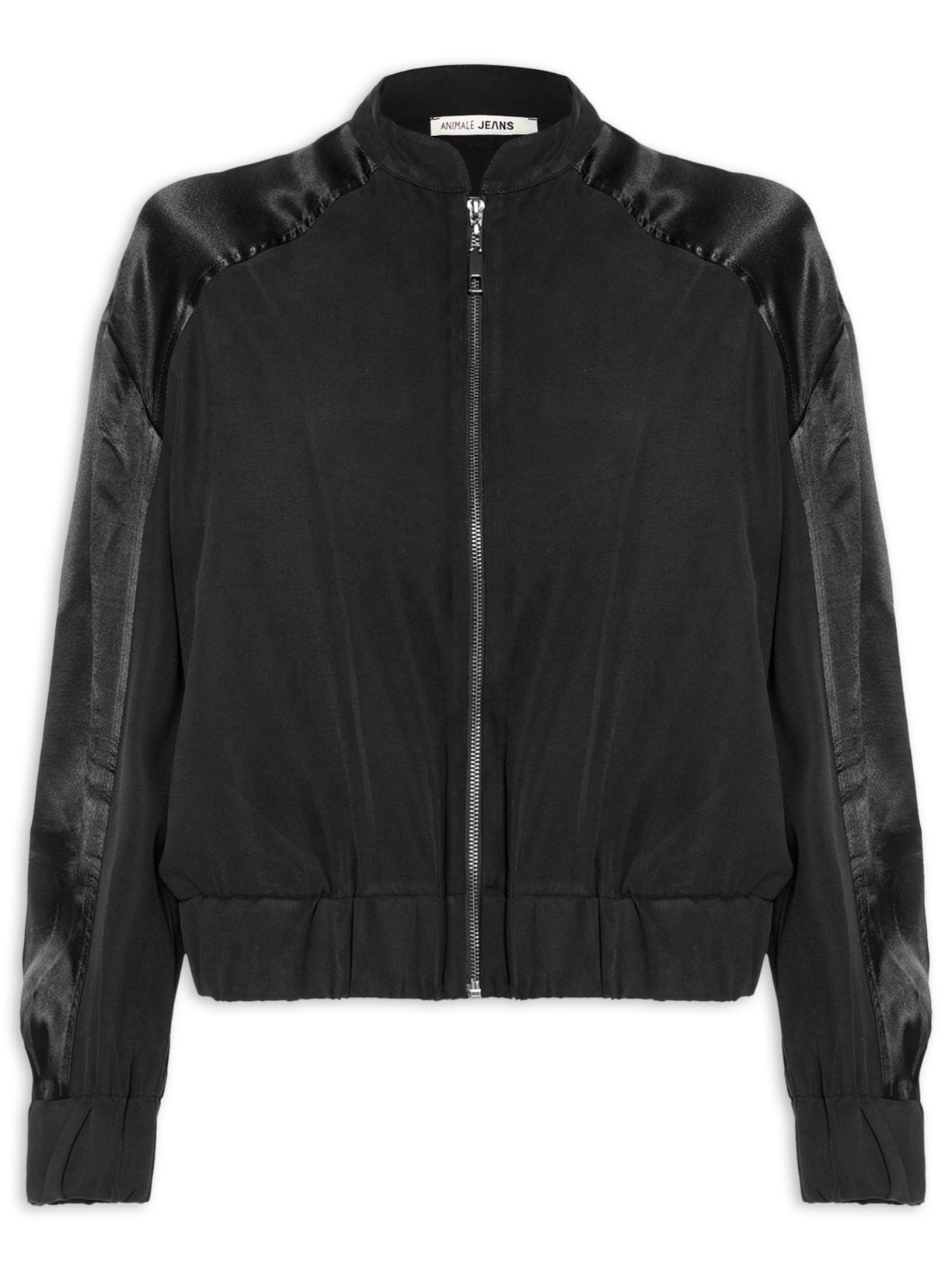 Jaqueta Feminina Bomber Mix Texture - Preto