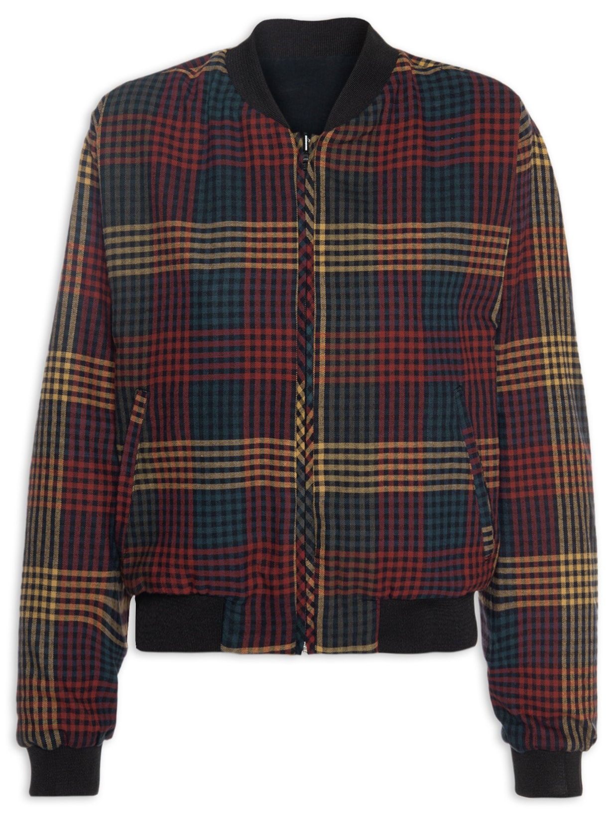 Jaqueta Feminina Bomber Vichy Color Double Face - Vermelho