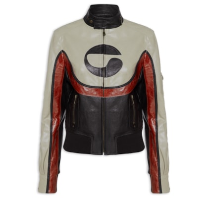 Jaqueta Feminina C-Logo Leather - Preto