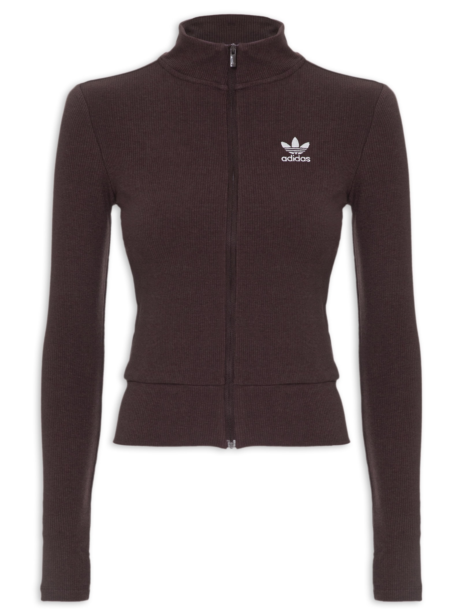 Jaqueta Feminina Canelada Zíper Essentials - Adidas Originals - Marrom