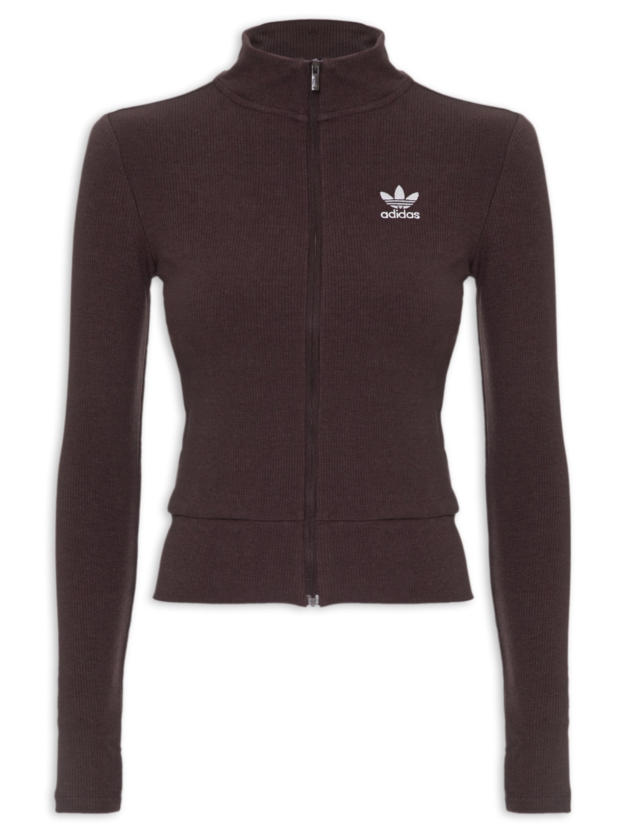 Jaqueta Feminina Canelada Zíper Essentials - Marrom