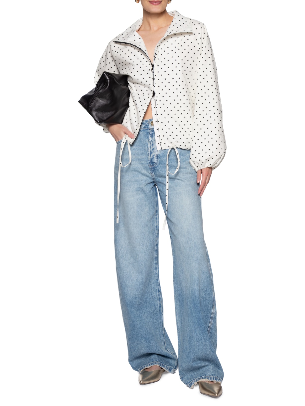 Jaqueta Feminina Capa Bomber Gola Alta Branco Andrea Marques