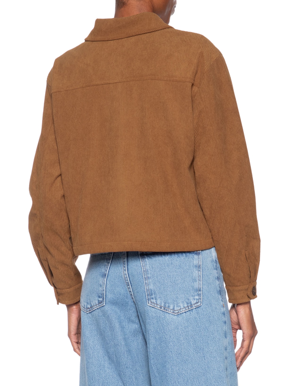 Jaqueta Feminina Com Bolso Bege Basiq